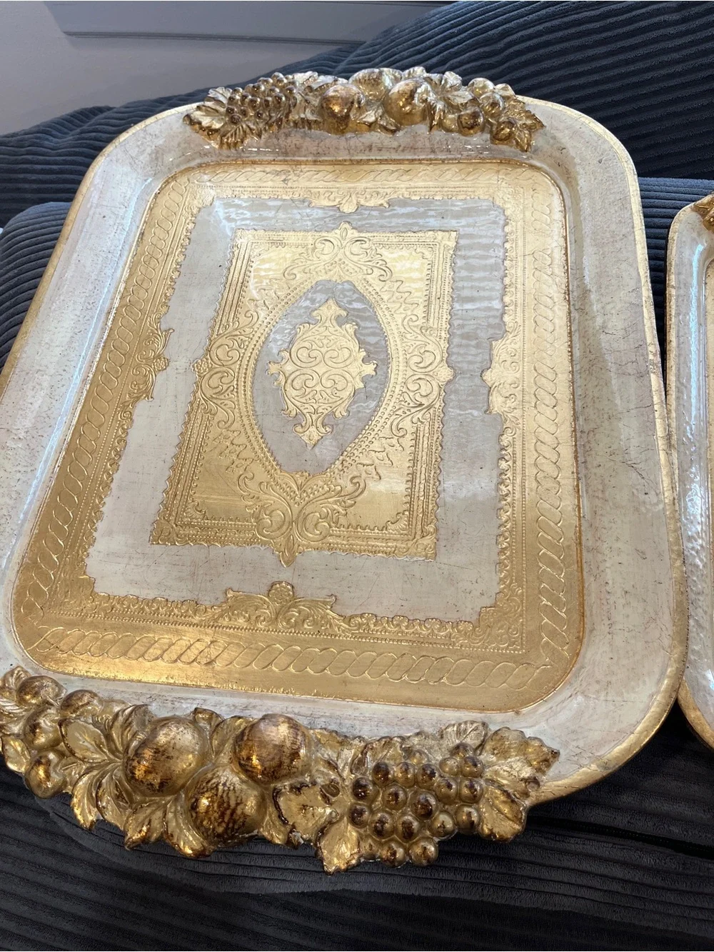 VINTAGE ITALIAN GOLD SERVING TRAYS HANDMADE